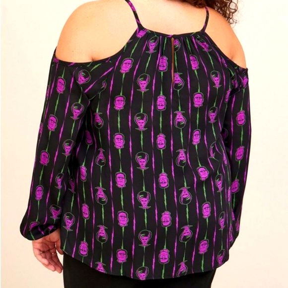 ❤️NWT VINTAGE TORRID BLOUSE BRIDE OF FRANKENSTEIN UNIVERSAL MONSTERS HALLOWEEN - Picture 3 of 10